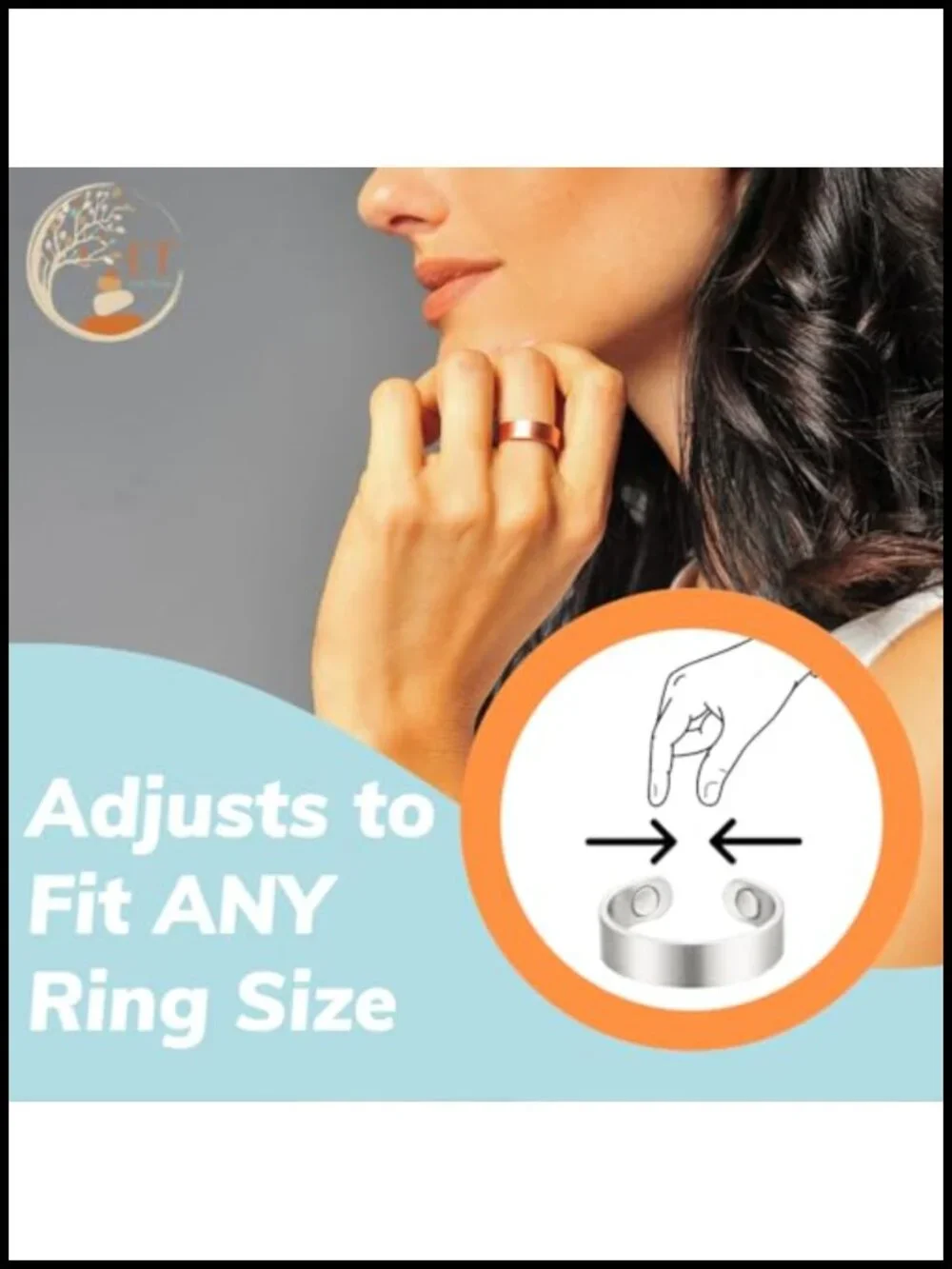 Pure Copper Magnetic Therapy Ring - Adjustable